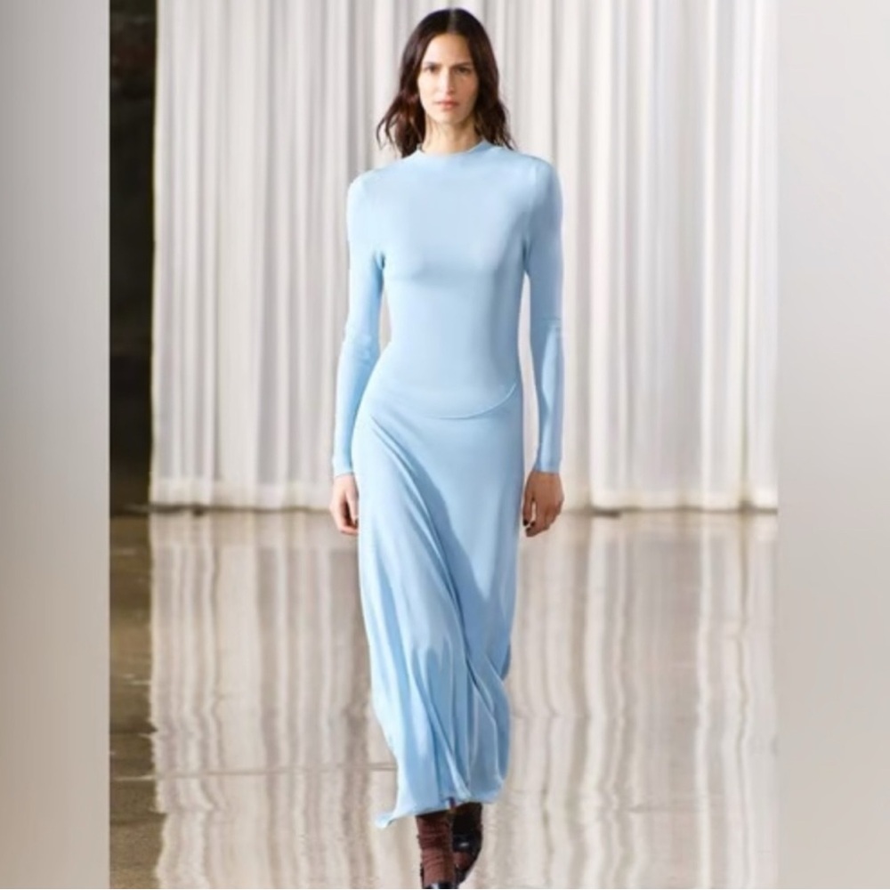 Zara Light Blue Long Sleeve Maxi Dress